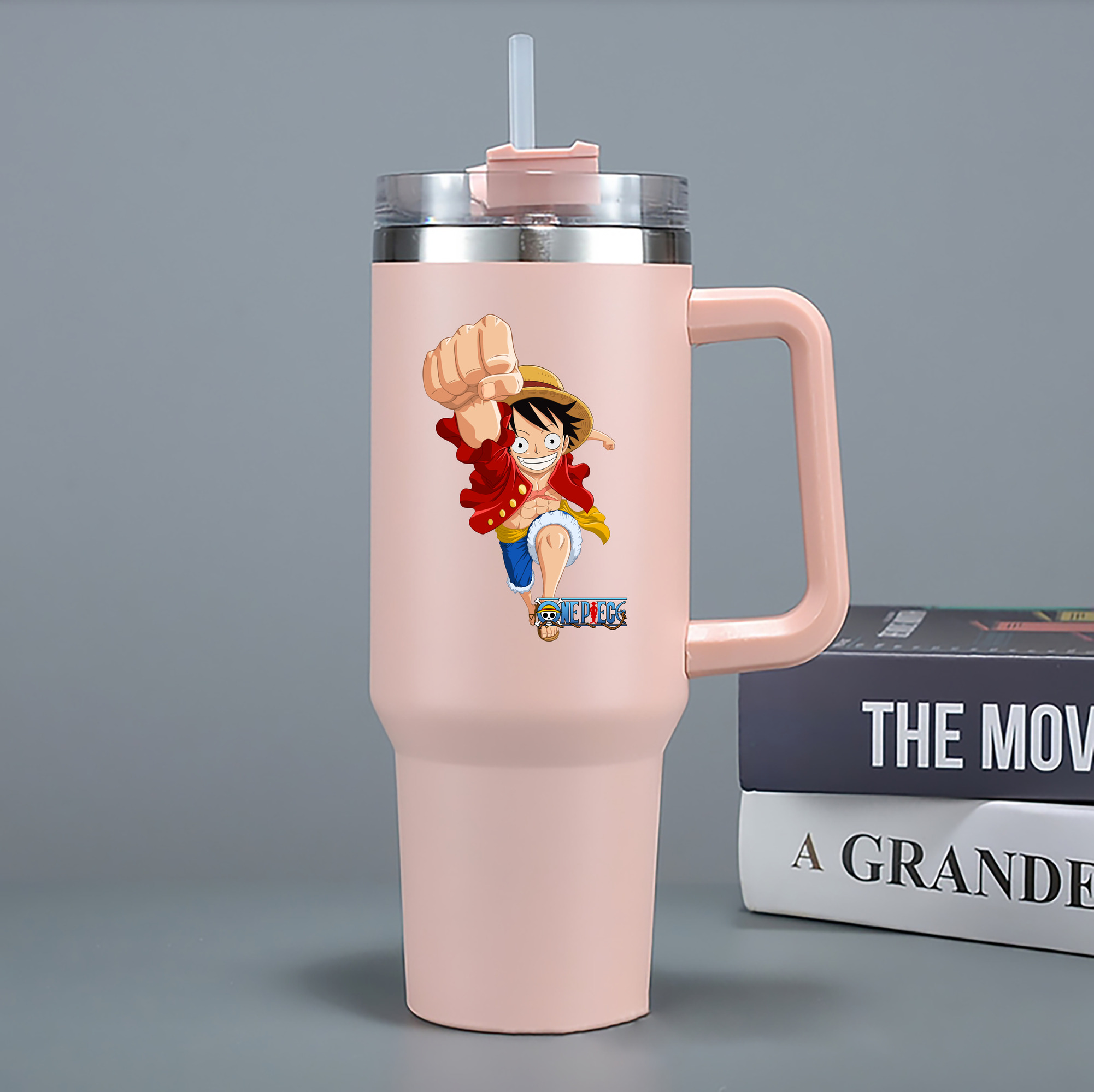 ワンピース モンキー・D・ルフィ ONE PIECE Monkey D. Luffy 1200mL車用タンブラー - クリスタルステッカー（プラスチックストロー付き）